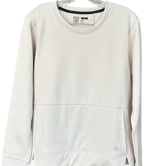5.11 Women's Fleece Lined Pullover Crew Neck Kangaroo Pocket Cream Size Large - Picture 3 of 13